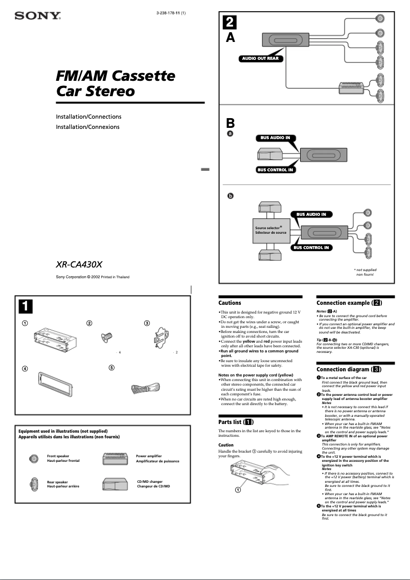 Image de la première page du manuel de l'appareil XR-CA430X