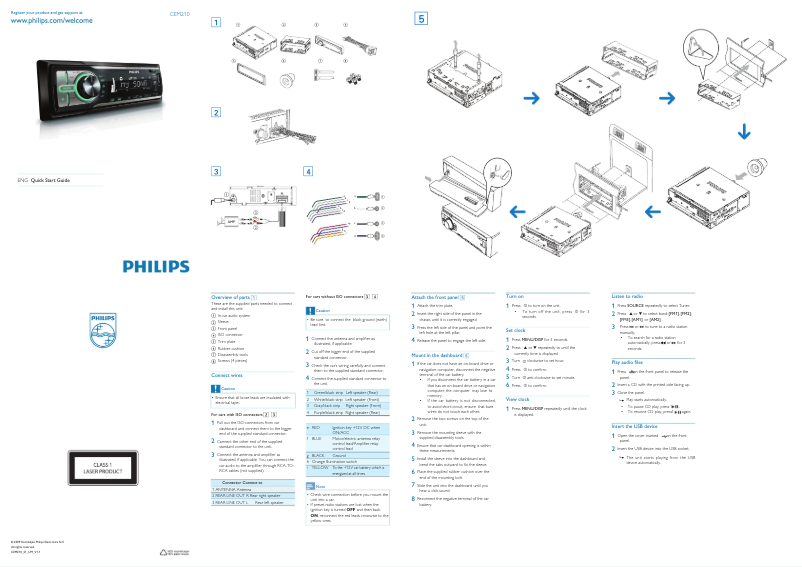 Page 1 de la notice Guide de démarrage rapide Philips CarStudio CEM210