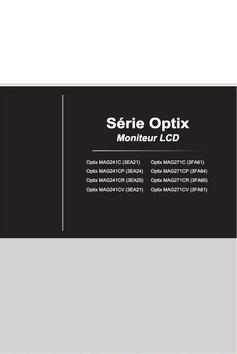 Page 1 de la notice Manuel utilisateur MSI Optix MAG241CR