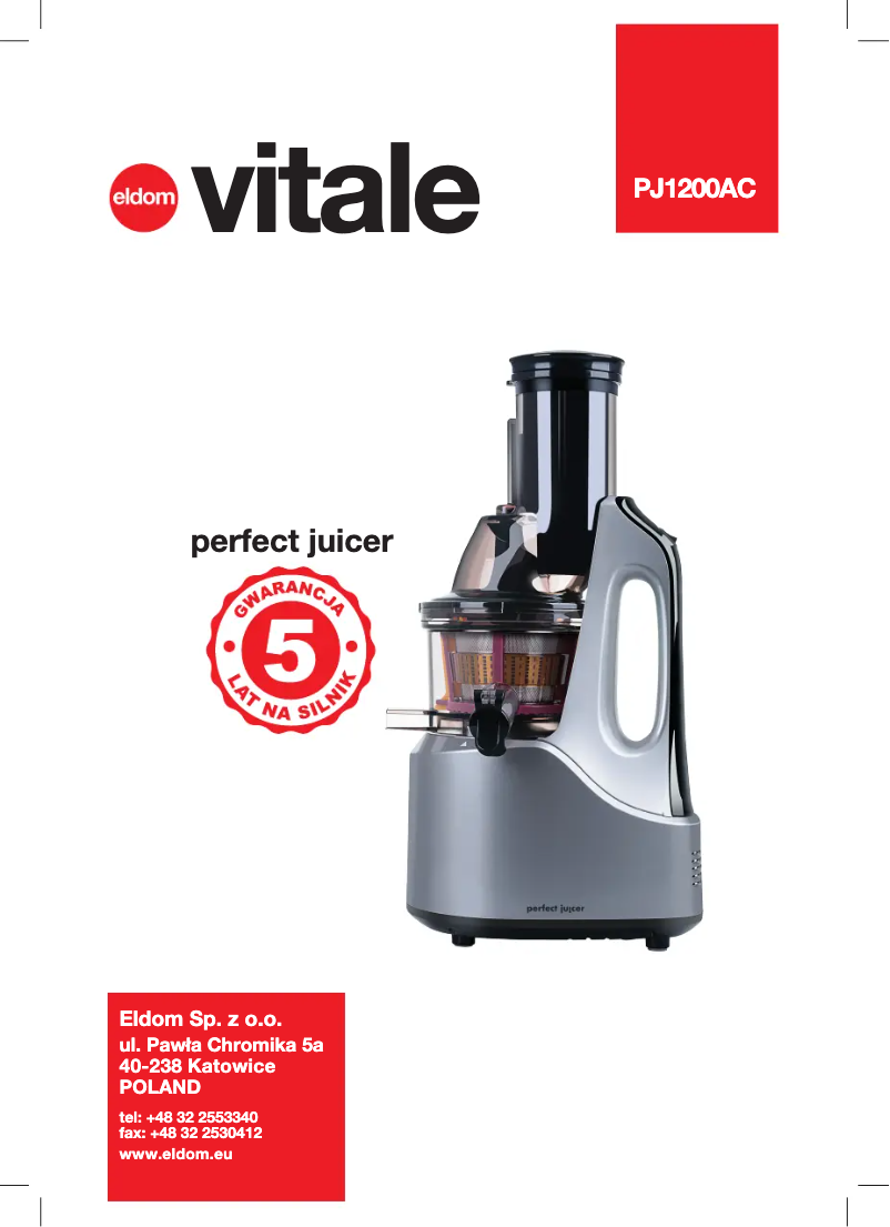 Page n°1 - Manuel utilisateur Eldom PJ1200AC