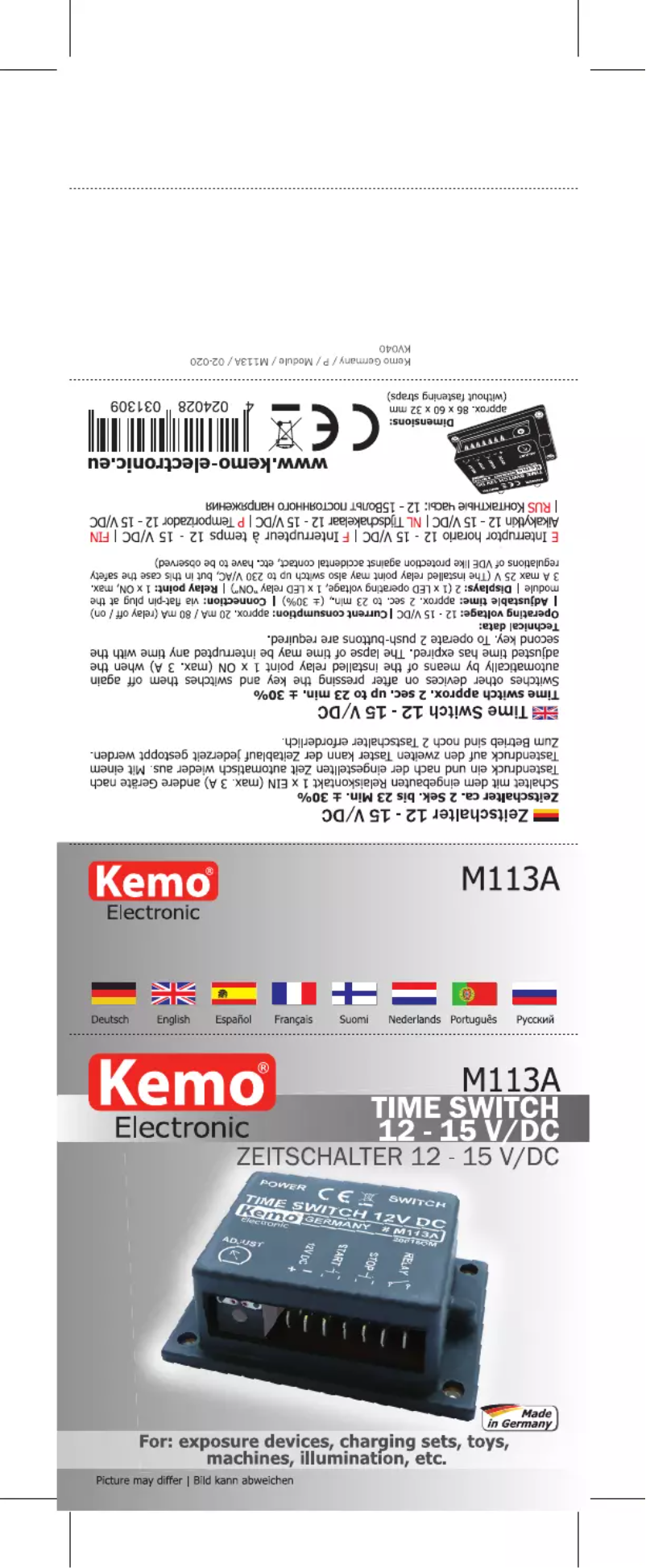 Image de la première page du manuel de l'appareil M113A