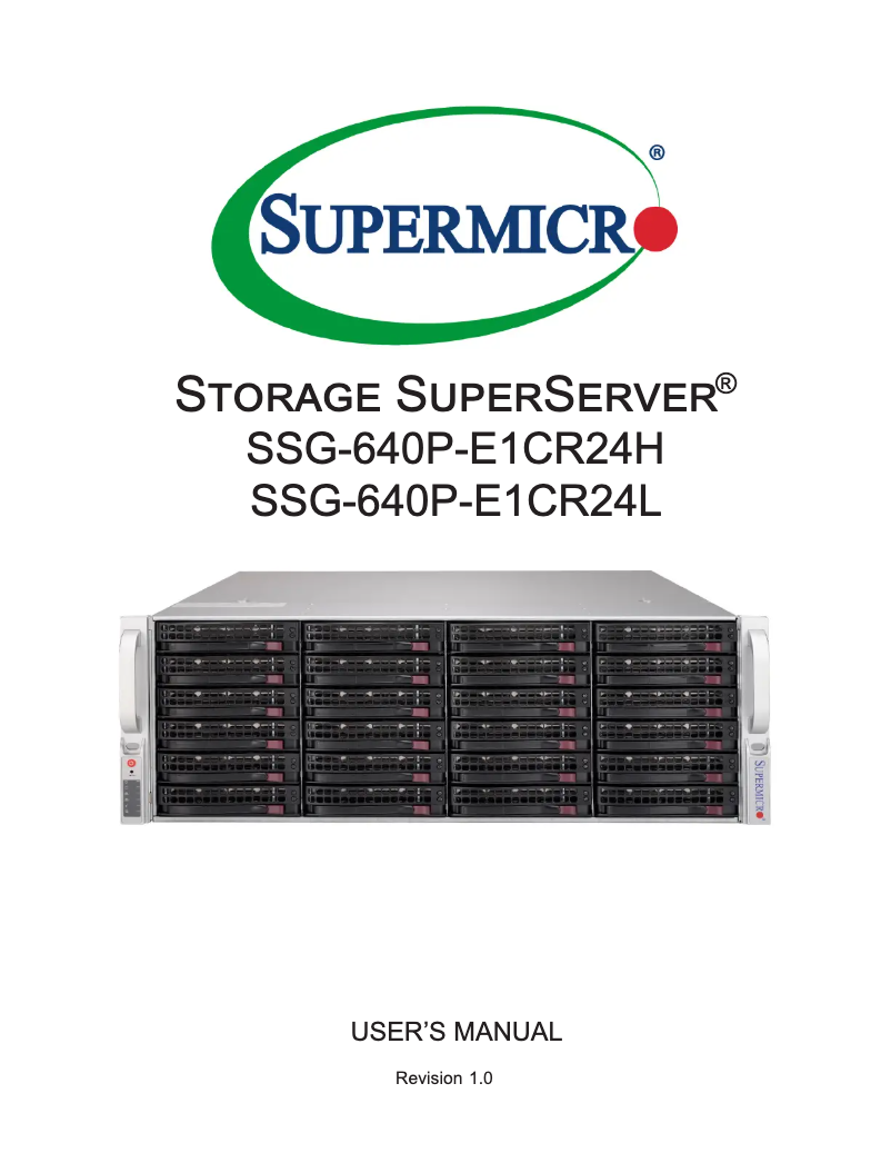 Image de la première page du manuel de l'appareil SuperServer SSG-640P-E1CR24L