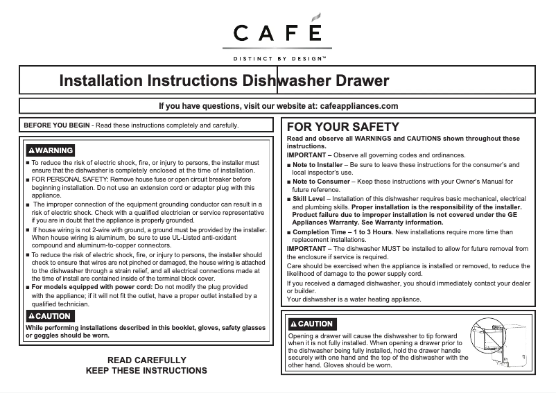 Page 1 de la notice Guide d'installation GE CDD420P3TD1