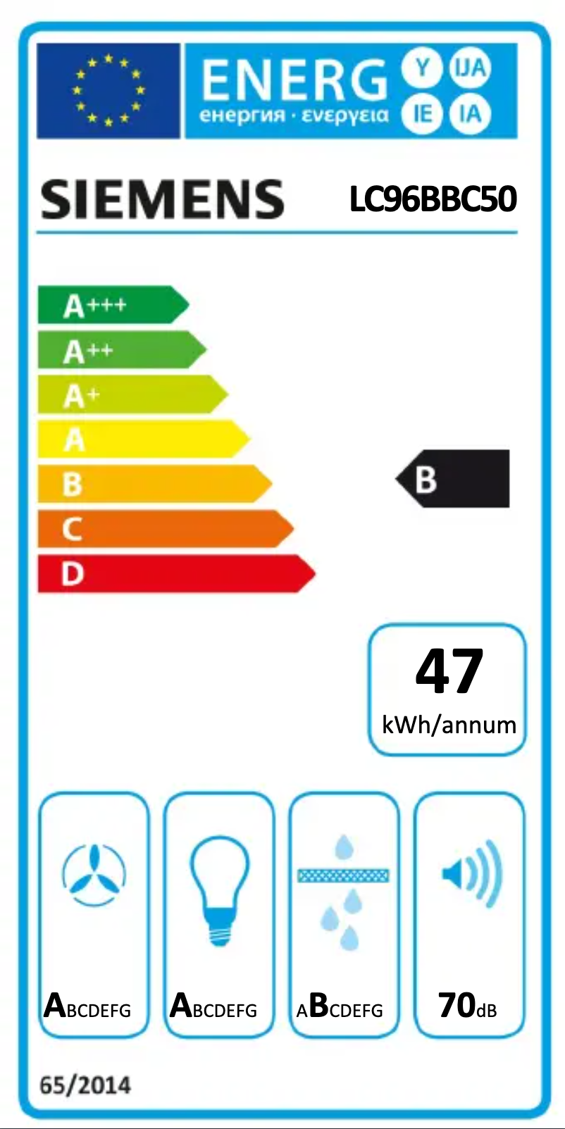 Page n°1 - Label énergétique Siemens LC96BBC50