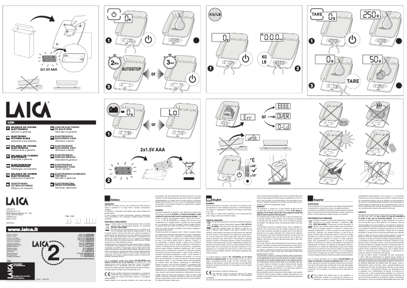 Page 1 de la notice Manuel utilisateur Laica KS1313