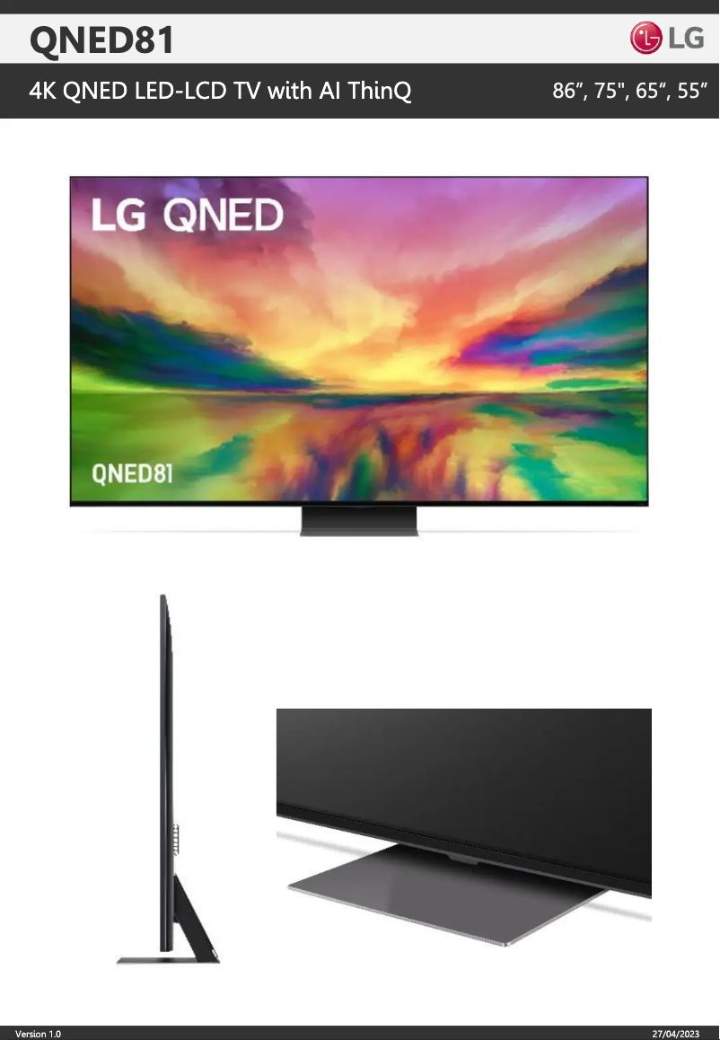 Page n°1 - Fiche technique LG 75QNED81SRA