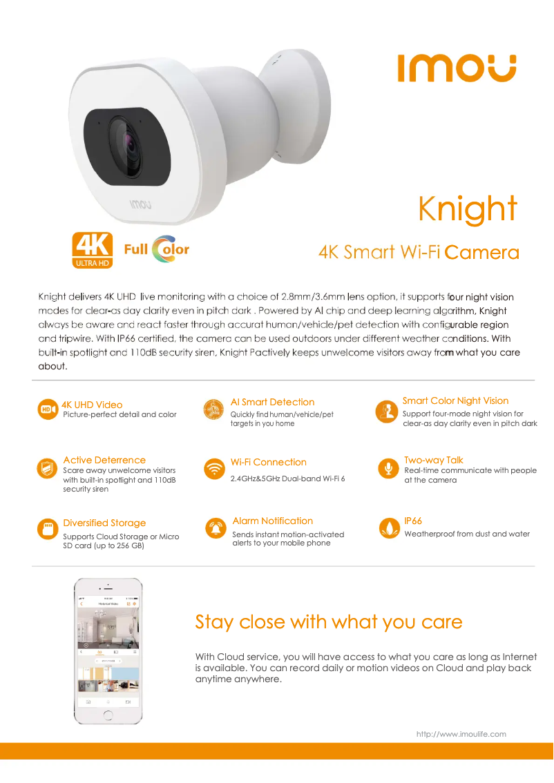 Page 1 de la notice Fiche technique Imou Knight