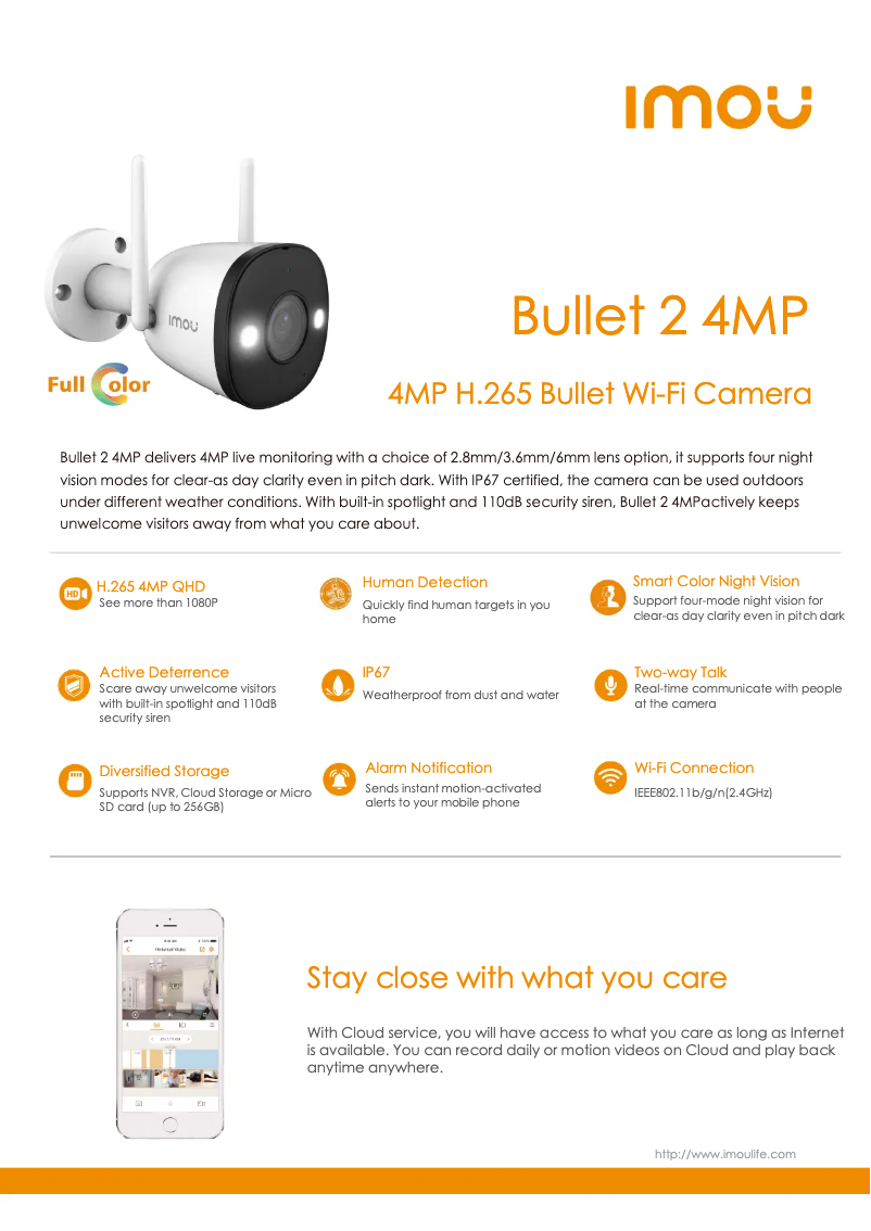 Imagen de la primera página del manual del dispositivo Bullet 2 4MP