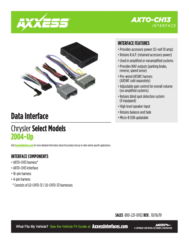 Página 1 del manual Ficha técnica AXESS AXTO-CH13