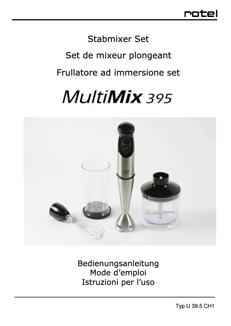 Page n°1 - Manuel utilisateur Rotel MultiMix 395