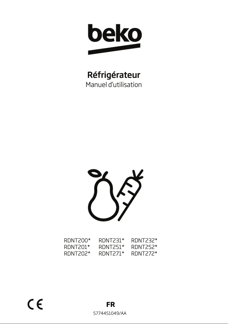 Page 1 de la notice Manuel utilisateur Beko RDNT231I30WN