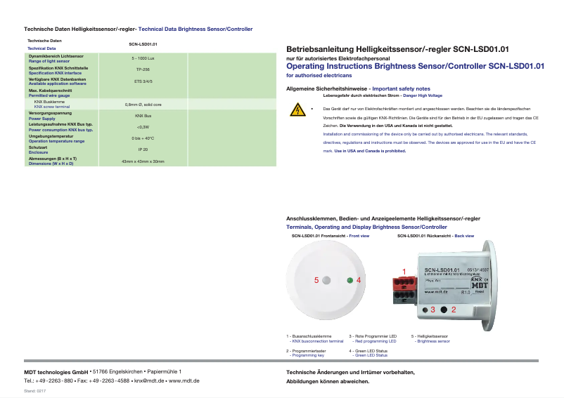 Page 1 de la notice Manuel utilisateur MDT SCN-LSD01.01
