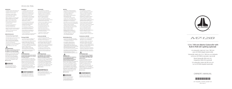 Page 1 de la notice Manuel utilisateur JL Audio M7-12IB