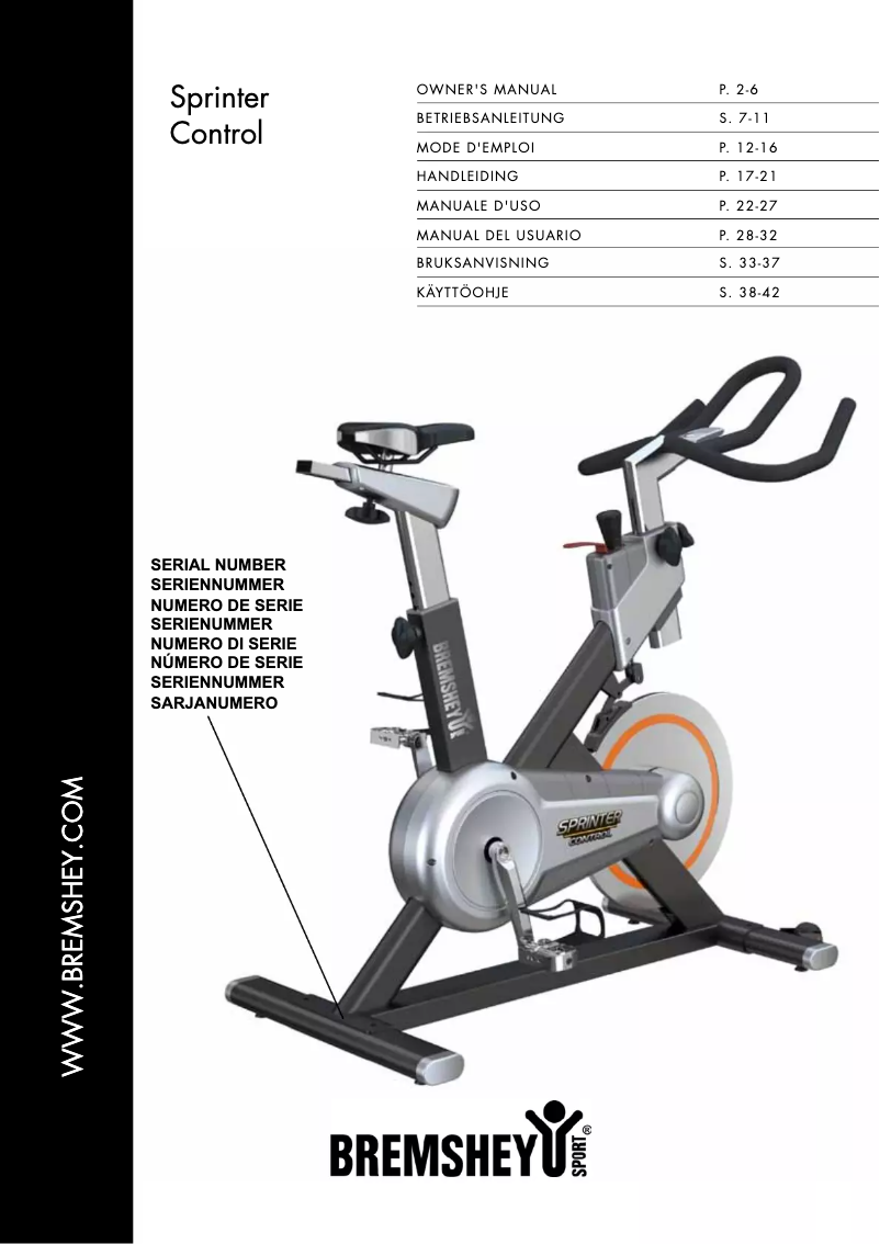 Page n°1 - Manuel utilisateur Bremshey Sprinter Control