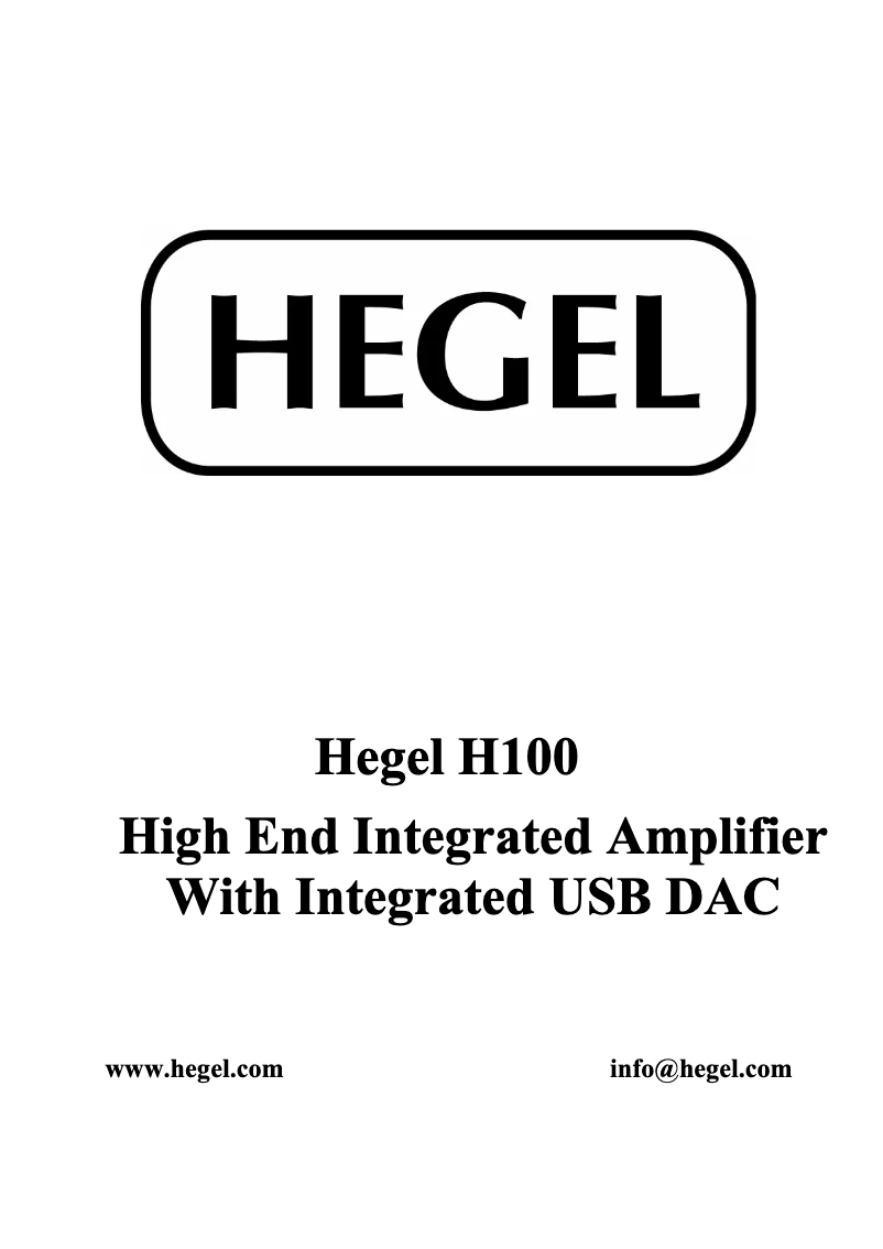 Image de la première page du manuel de l'appareil H100