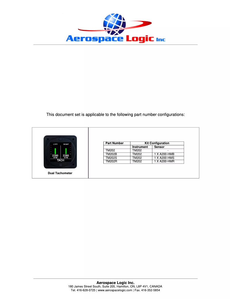 Page 1 de la notice Manuel utilisateur Aerospace Logic TM202B