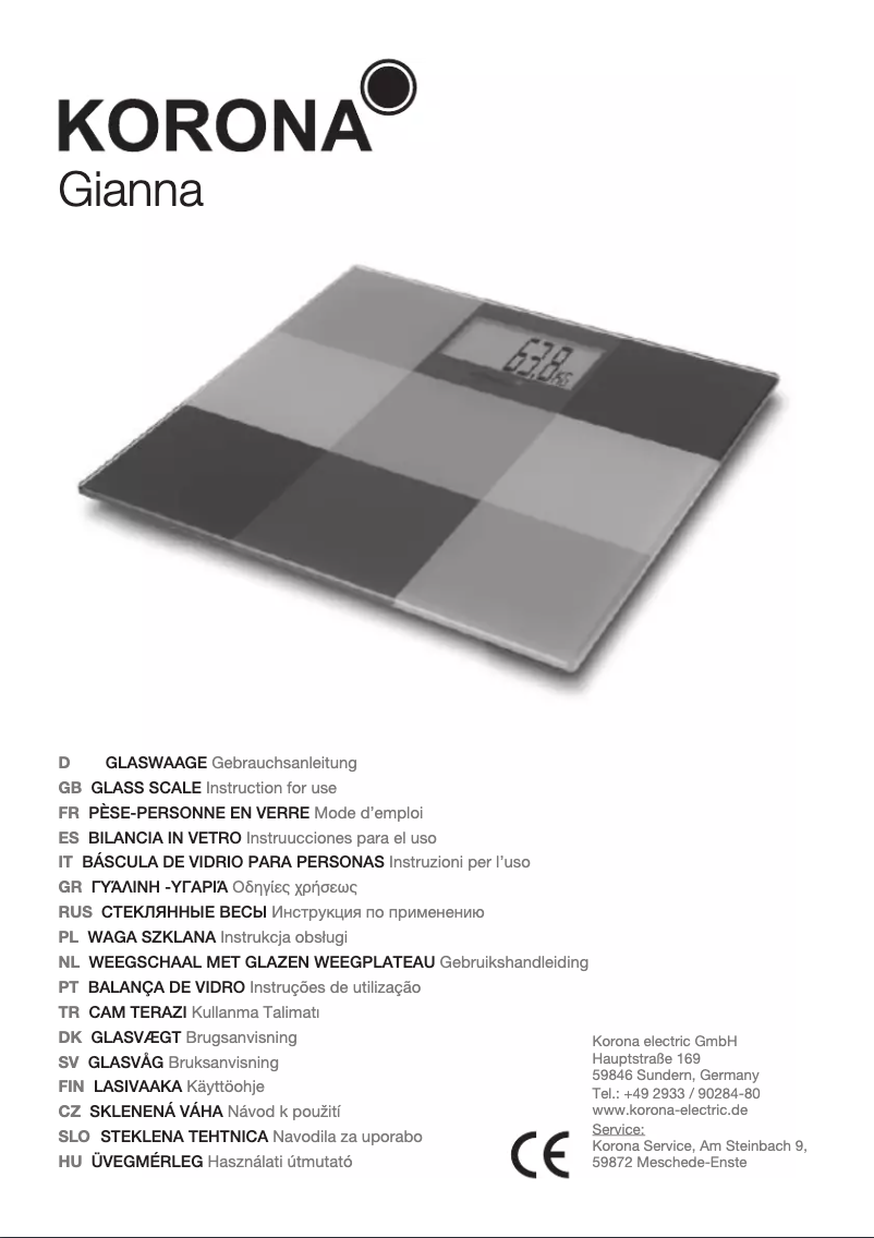 Page 1 de la notice Manuel utilisateur Korona Gianna