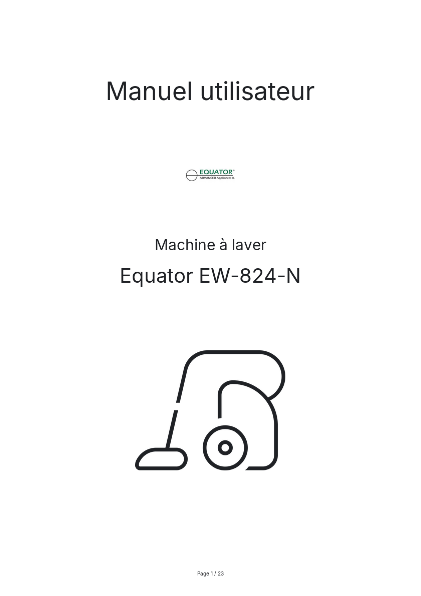 Page n°1 - Manuel utilisateur Equator EW-824-N