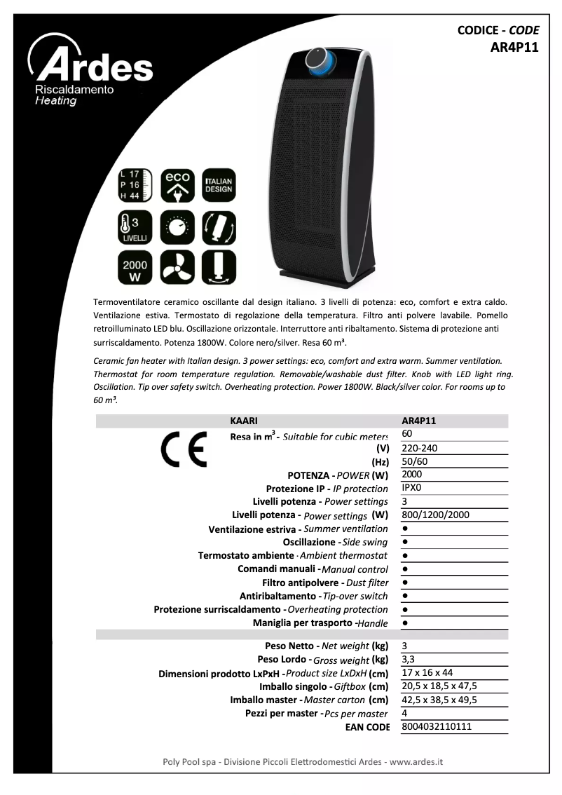 Image de la première page du manuel de l'appareil AR4P11