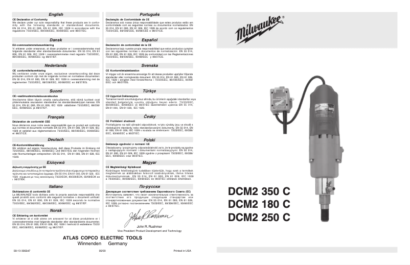 Page n°1 - Manuel utilisateur Milwaukee DCM2 350 C