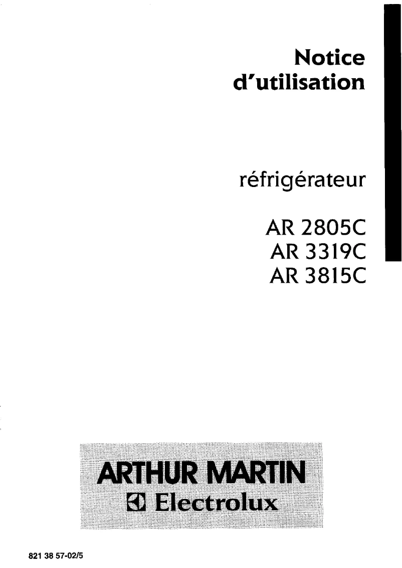 Page n°1 - Manuel utilisateur Arthur Martin-Electrolux AR3212C