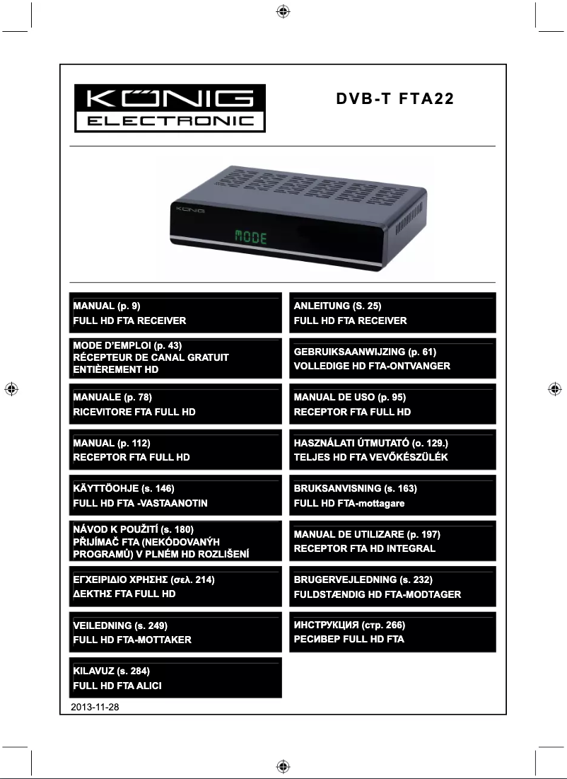 Page n°1 - Manuel utilisateur Konig DVB-T FTA21