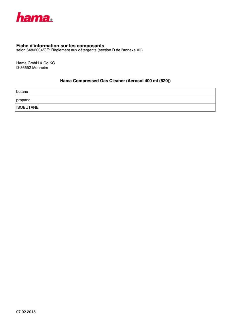 Page 1 de la notice Manuel utilisateur Hama 00113811