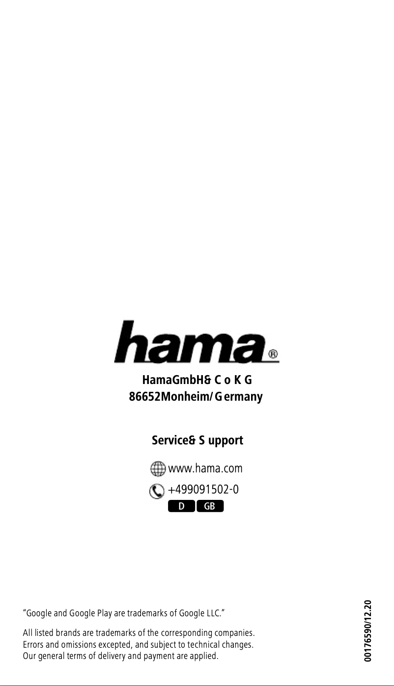Page n°1 - Manuel utilisateur Hama 00176590