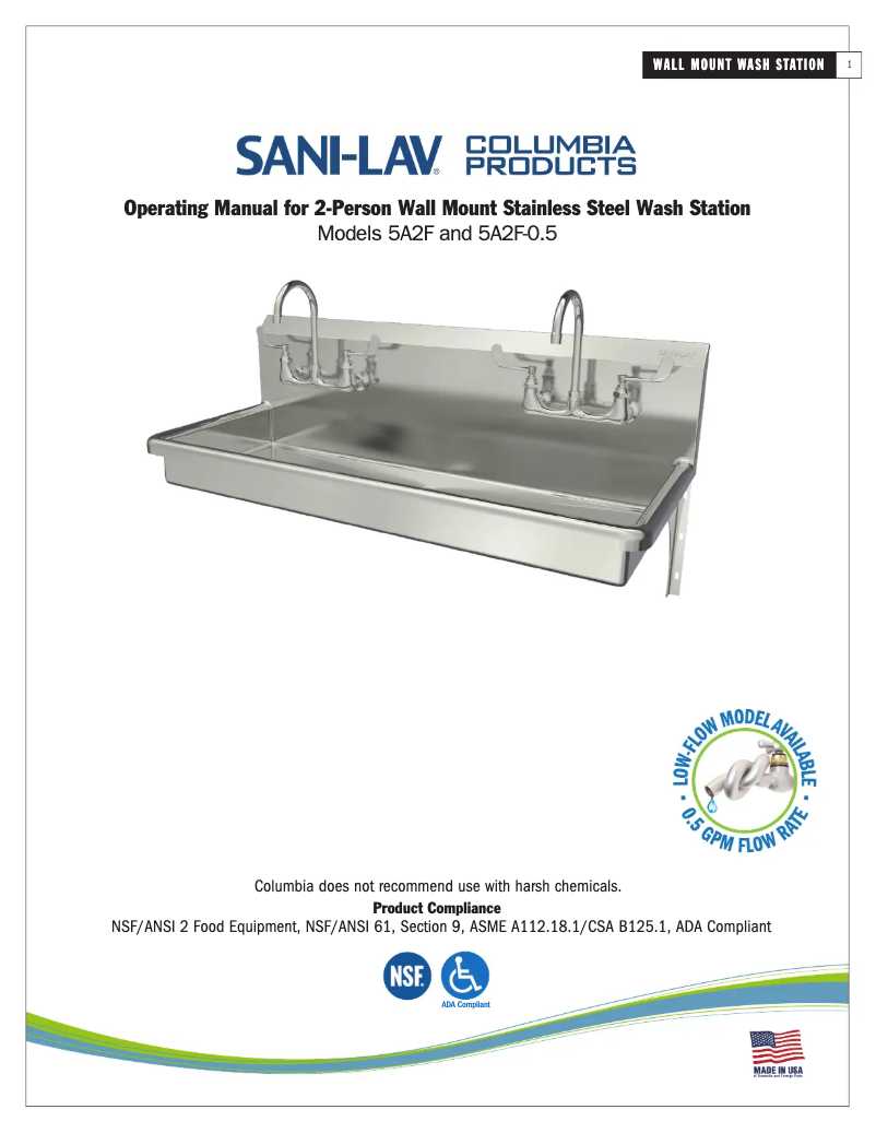 Page n°1 - Manuel utilisateur Sani-Lav 5A2F