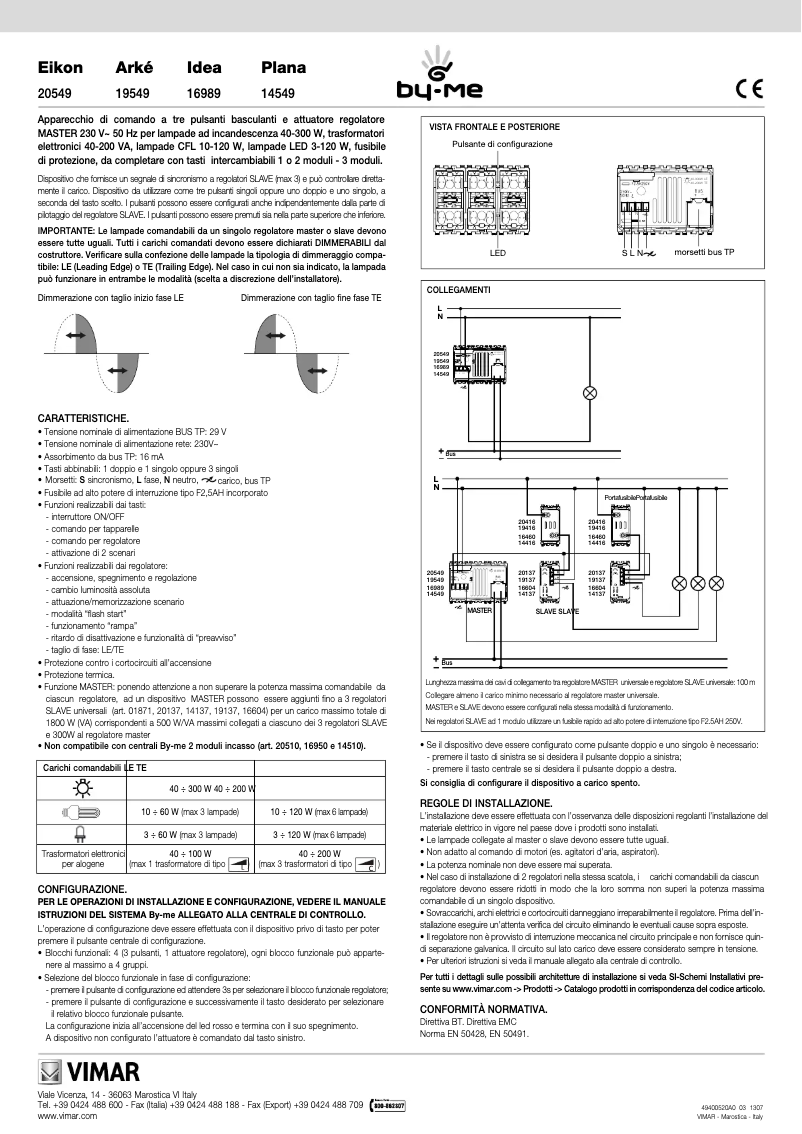 Page n°1 - Manuel utilisateur Vimar 19549