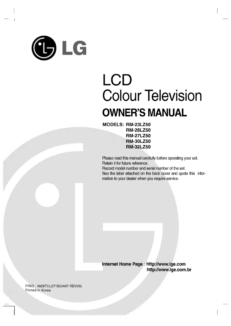 Page 1 de la notice Manuel utilisateur LG RM-27LZ50