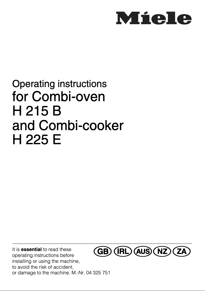 Page 1 de la notice Manuel utilisateur Miele H 215 B