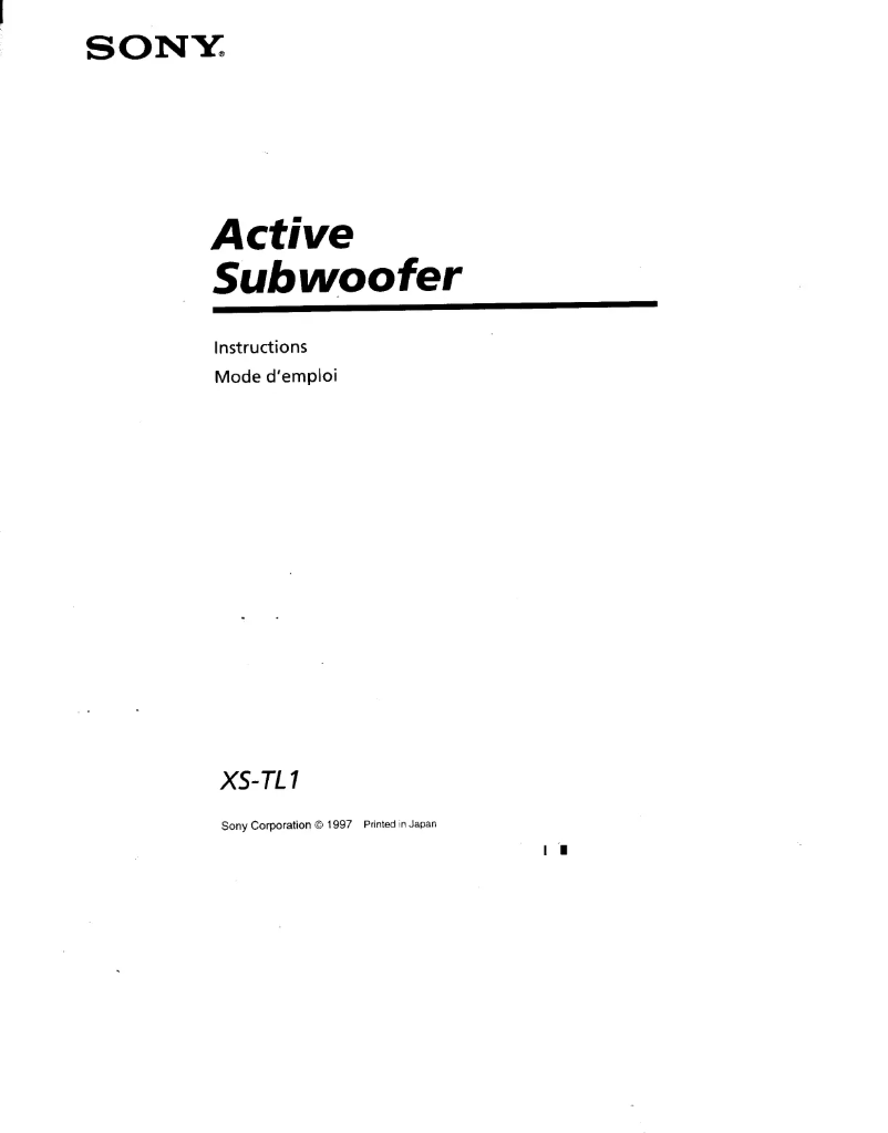 Page 1 de la notice Manuel utilisateur Sony XS-TL1