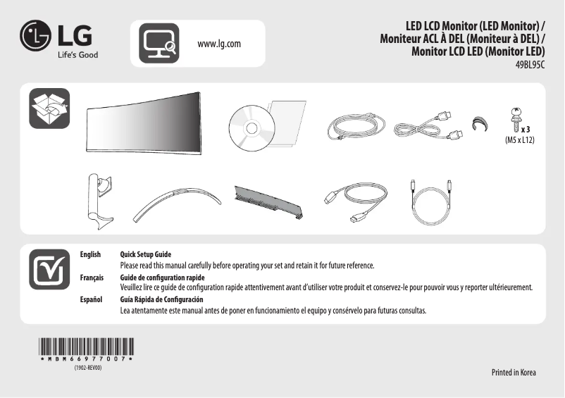Page 1 de la notice Manuel utilisateur LG 49BL95C