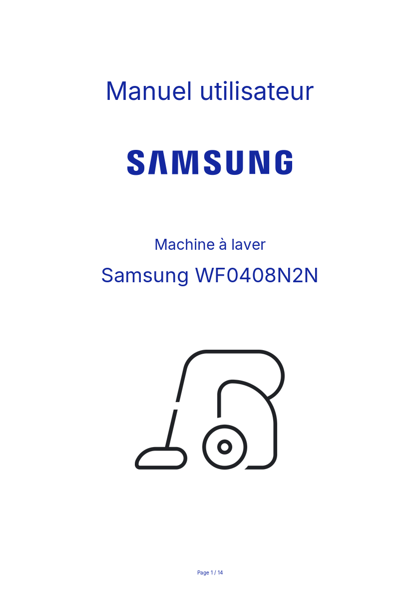 Page n°1 - Manuel utilisateur Samsung WF0408N2N