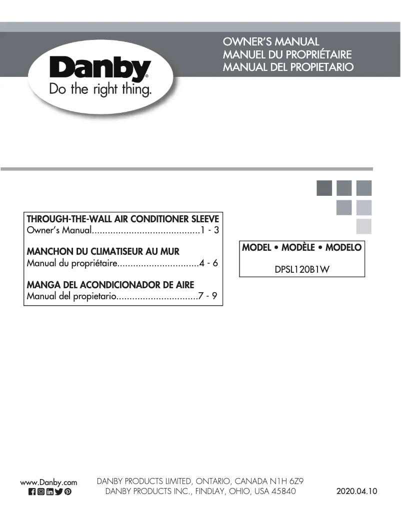 Page 1 de la notice Manuel utilisateur Danby DPSL120B1W