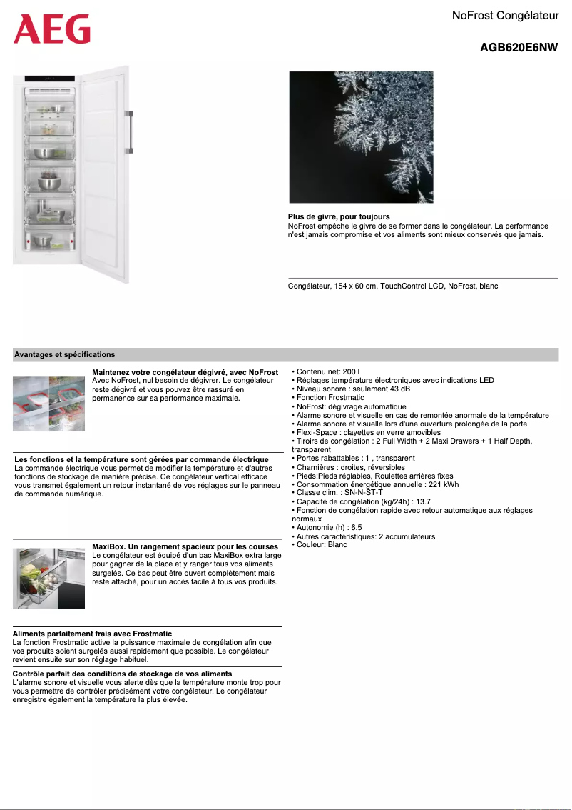 Page n°1 - Fiche technique AEG AGB620E6NW