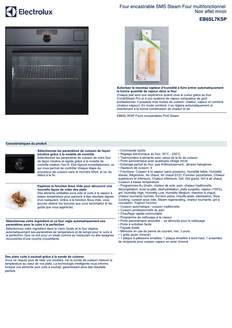 Página 1 del manual Ficha técnica Electrolux EB6SL7KSP