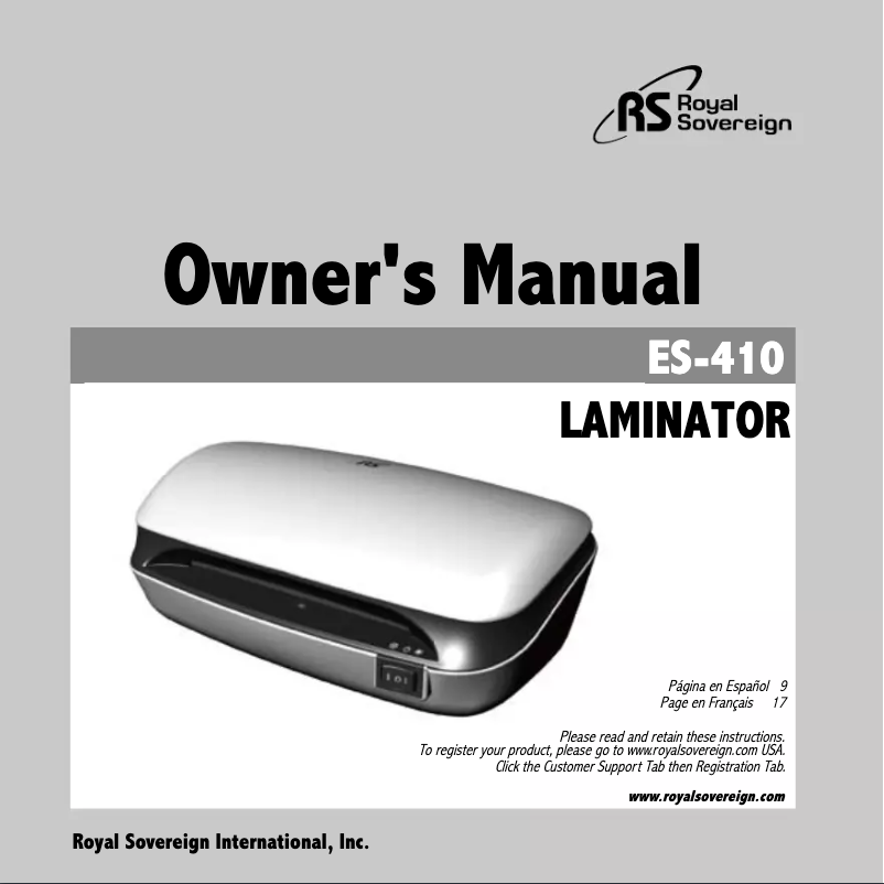 Page n°1 - Manuel utilisateur Royal Sovereign ES-410