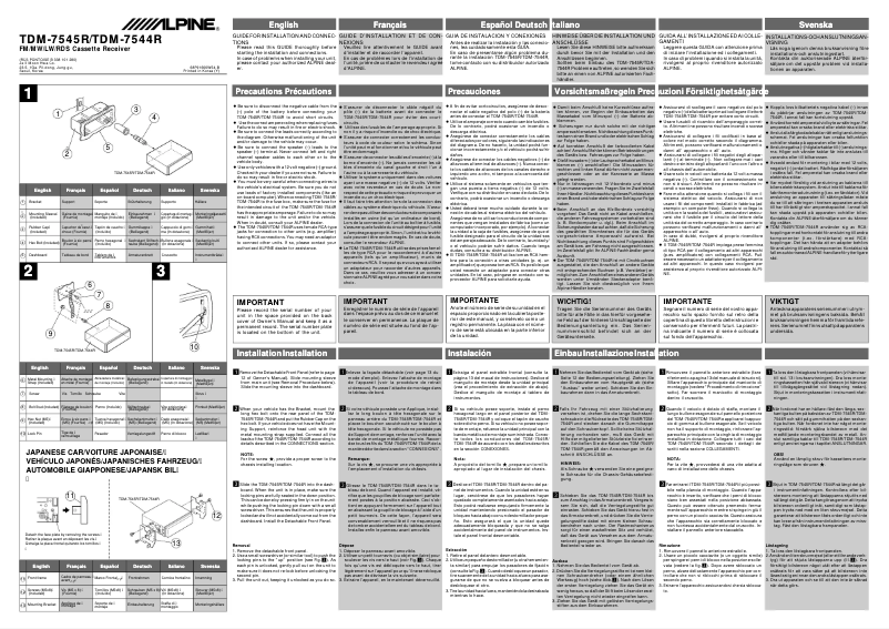 Page 1 de la notice Manuel utilisateur Alpine TDM-7544R