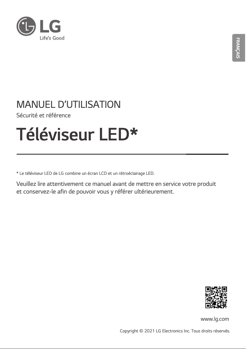 Page 1 de la notice Manuel utilisateur LG 55NANO759PR