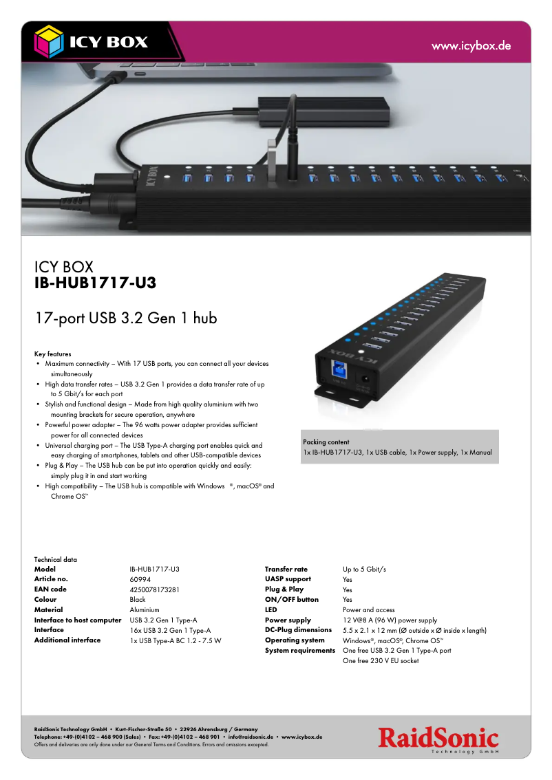 Image de la première page du manuel de l'appareil IB-HUB1717-U3