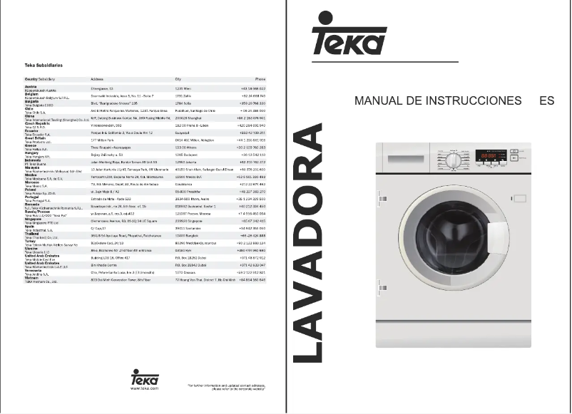 Page n°1 - Manuel utilisateur Teka LI3 1480 E