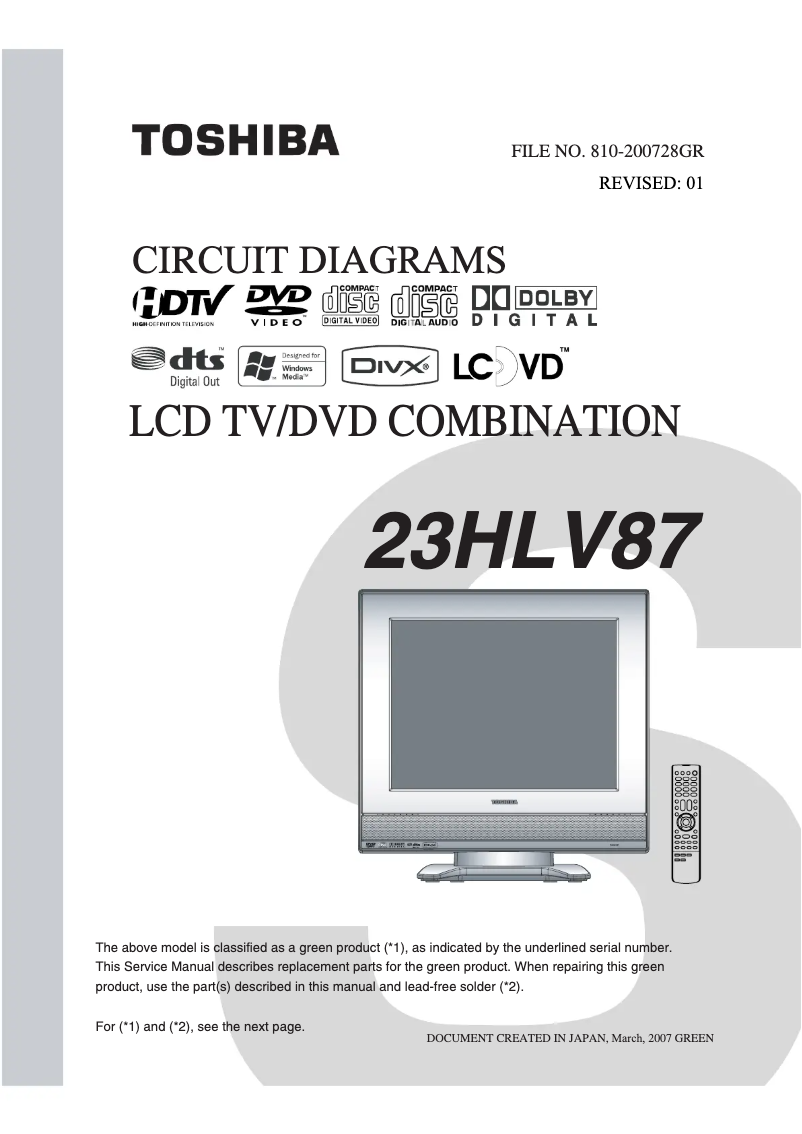 Image de la première page du manuel de l'appareil 23HLV87