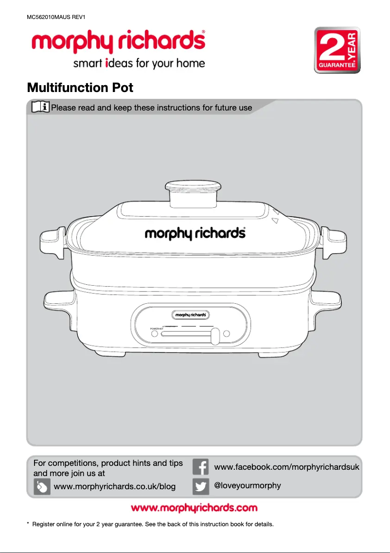 Page 1 de la notice Manuel utilisateur Morphy Richards Multifunction Pot