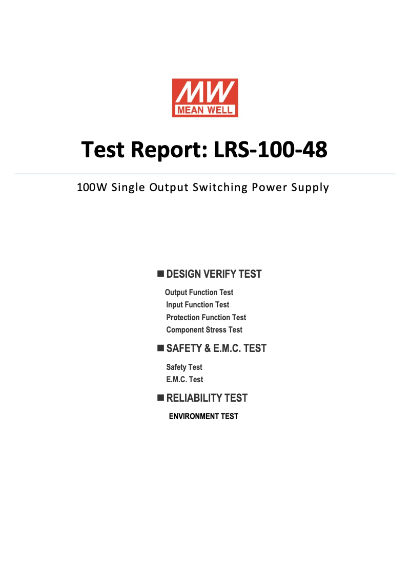 Page n°1 - Fiche technique Mean Well LRS-100-48