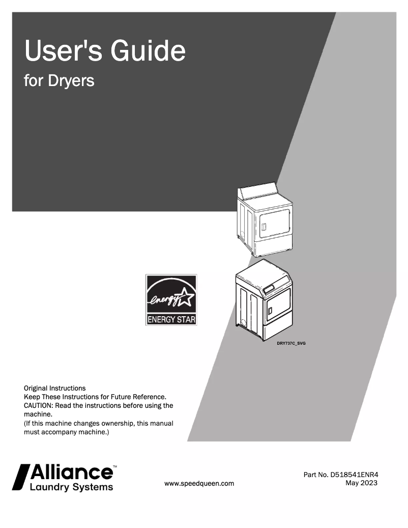 Page n°1 - Manuel utilisateur Speed Queen DR7004BE