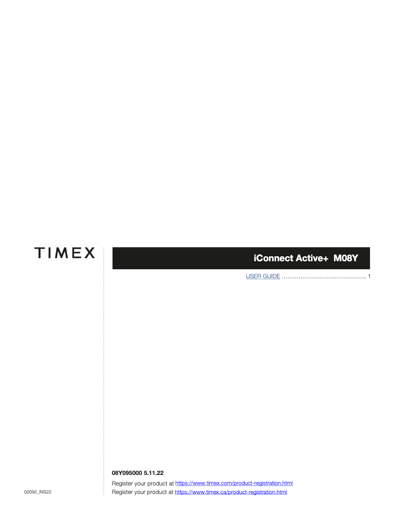 Page n°1 - Manuel utilisateur Timex iConnect Active+