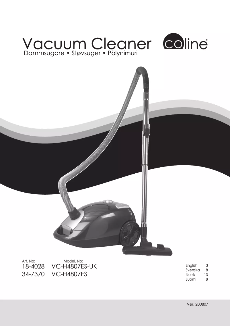 Image de la première page du manuel de l'appareil VC-H4807ES