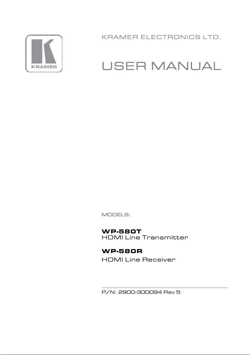 Page 1 de la notice Manuel utilisateur Kramer WP-580T
